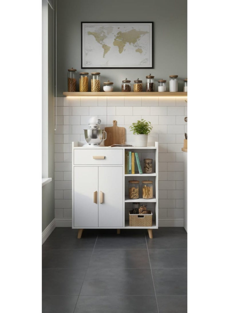 إكسبرت خزانة ركن القهوة مع درج تخزين، خزانة جانبية مع طبقة قابلة للتعديل، خزانة تخزين المطبخ لغرفة الطعام، رف تخزين فرن الميكروويف في المطبخEI-208 - Image 5